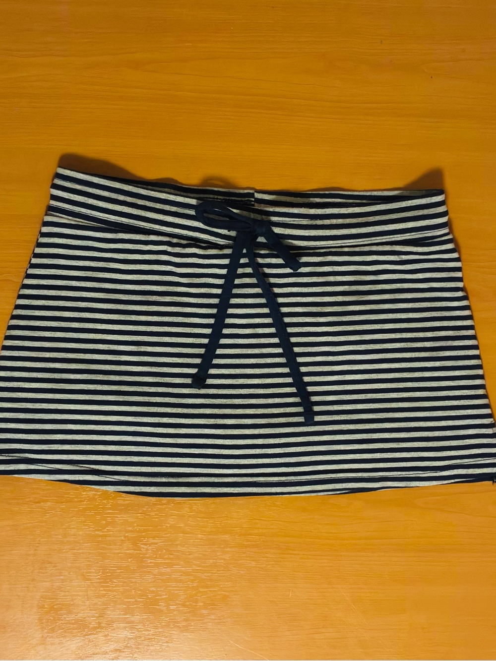 Striped Navy and White Drawstring Mini Skirt